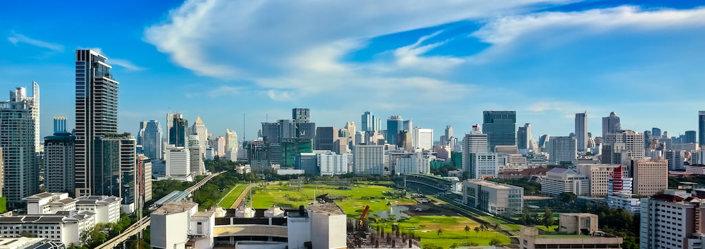 Bird’s eye view of the Bangkok Central Business District, including Chidlom