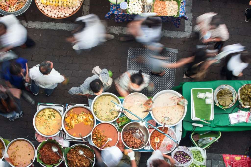 Top view of Bangkok’s street food stall
